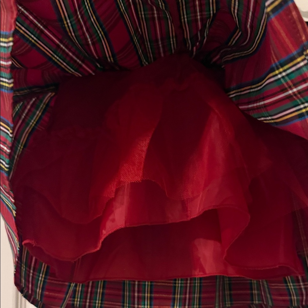 Toddler Girl’s Red Plaid Dress with Gold Bow - Picture 5 of 5